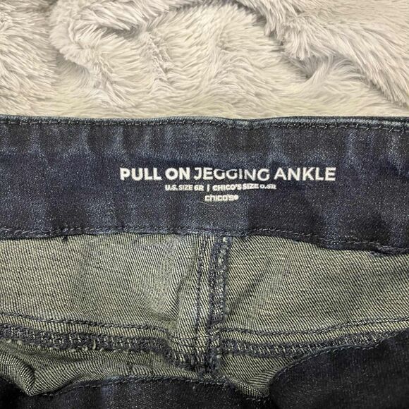 Chicos Jeans Womens 6R Jegging Ankle Pull-On Dark Wash Embellished Stretch Denim - Picture 4 of 10